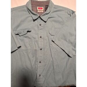 Wrangler Flex for Comfort Mens 3XL Button Up Shirt Short Sleeve Blue